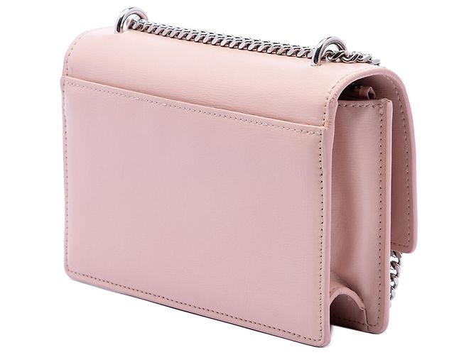 Saint Laurent Portafoglio Sunset Mini in pelle di vitello rosa con monogramma e catena - vista 2