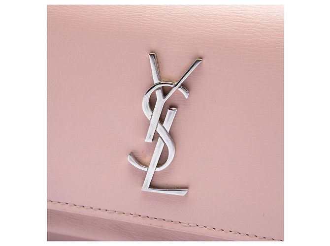 Saint Laurent Portafoglio Sunset Mini in pelle di vitello rosa con monogramma e catena - vista 5