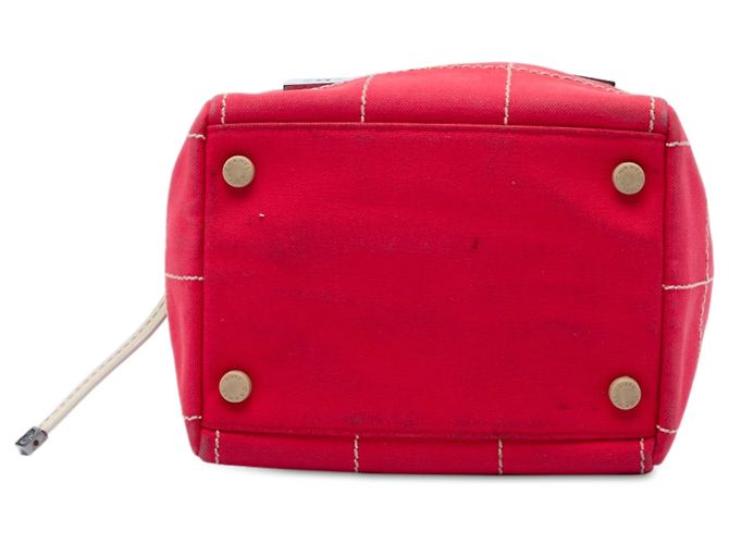 Borsa Chanel Red CC Chocolate Bar Canvas Wild Stitch Rosso - vista 3