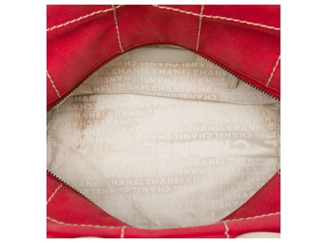 Borsa Chanel Red CC Chocolate Bar Canvas Wild Stitch Rosso - vista 4