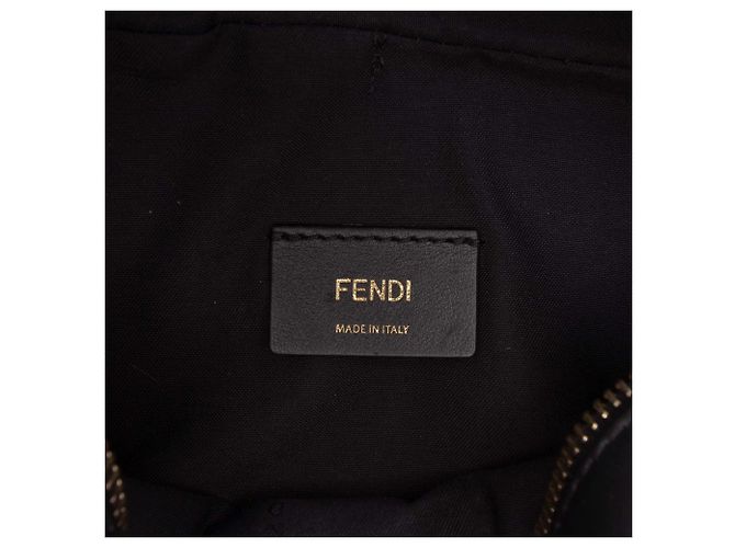 Borsa Camera Fendi Mini in pelle nera con patch Stamp 1974 Nero - vista 5