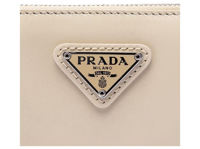 Borsa a spalla Prada Mini in pelle Spazzolato Beige - vista 5