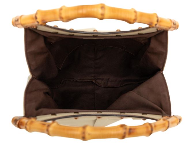 Borsa Hobo Gucci in vitello beige borchiata con Bamboo - vista 4