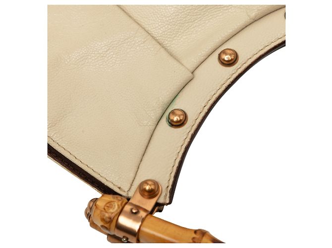 Borsa Hobo Gucci in vitello beige borchiata con Bamboo - vista 7