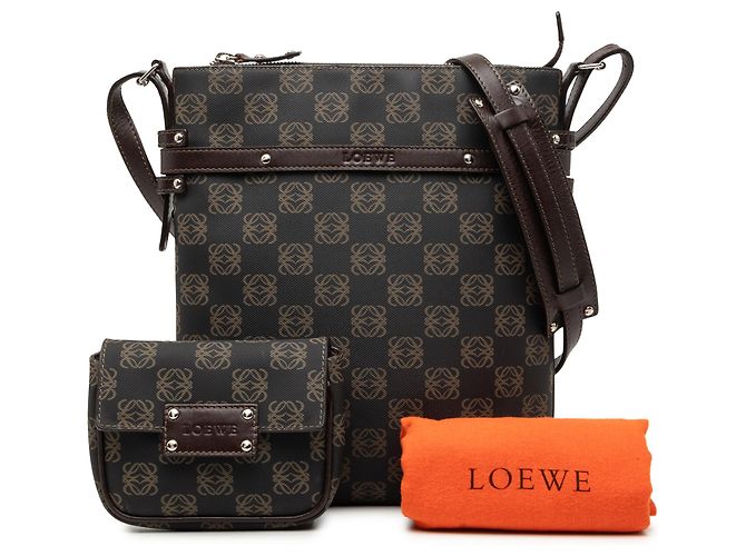 Borsa a tracolla LOEWE Brown Anagram Coated Canvas Marrone Marrone scuro - vista 8