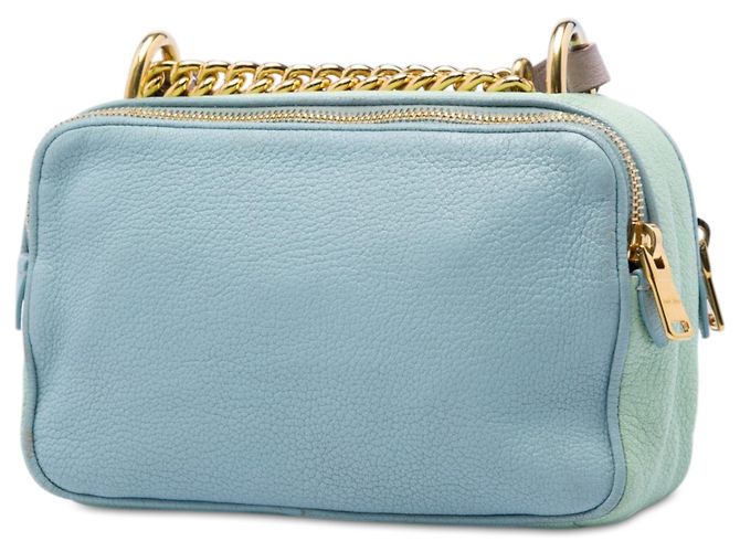Borsa Camera Miu Miu Blue Tricolor in pelle di capra Madras con doppia zip - vista 2
