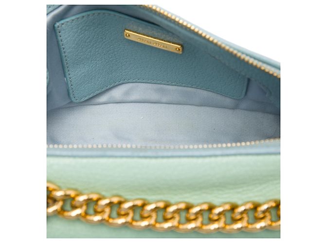 Borsa Camera Miu Miu Blue Tricolor in pelle di capra Madras con doppia zip - vista 4