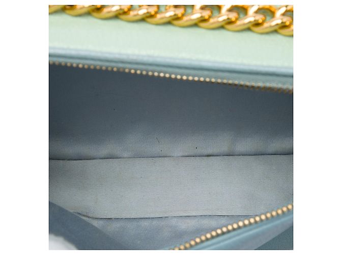 Borsa Camera Miu Miu Blue Tricolor in pelle di capra Madras con doppia zip - vista 5