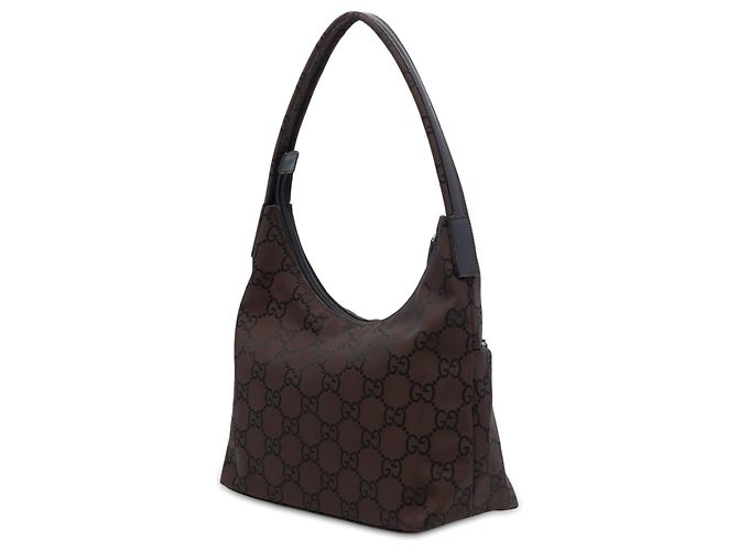Borsa a tracolla Gucci in nylon GG marrone Marrone scuro - vista 2