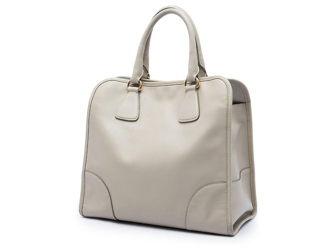 Borsa Shopping Prada Gray Saffiano Lux Marrone Grigio - vista 2