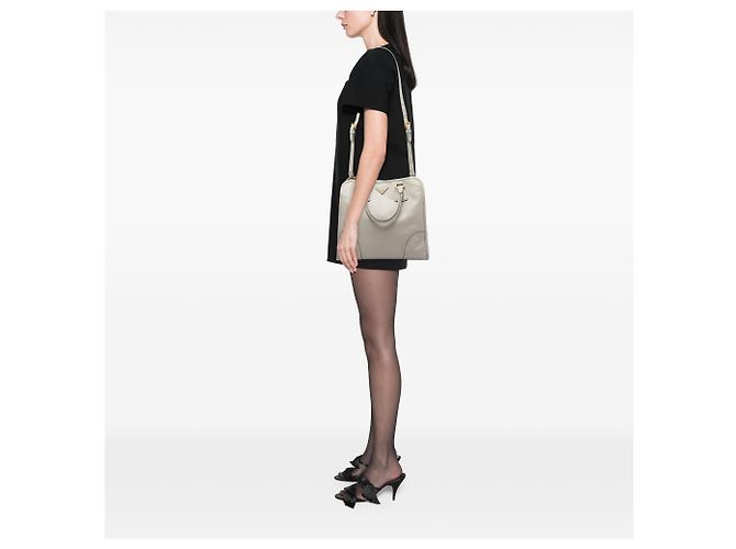 Borsa Shopping Prada Gray Saffiano Lux Marrone Grigio - vista 6