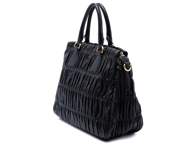 Borsa Satchel Prada in nappa Gaufre nera Nero - vista 2