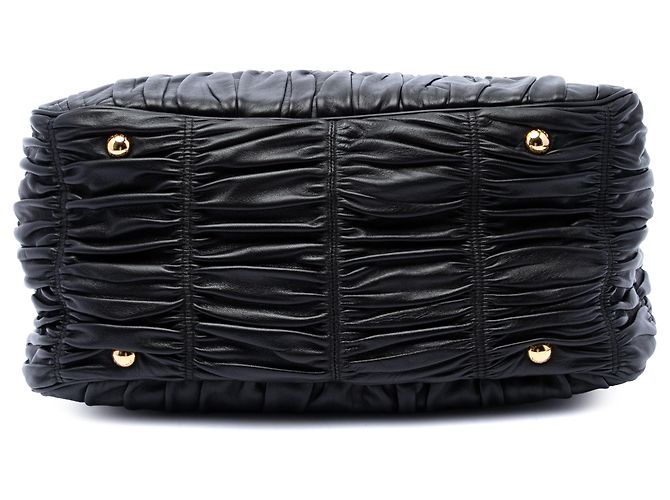 Borsa Satchel Prada in nappa Gaufre nera Nero - vista 3
