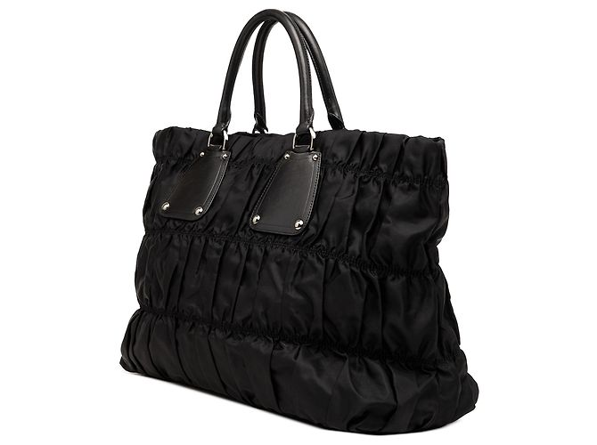 Borsa Tote Prada in Tessuto Gaufre nera Nero - vista 2