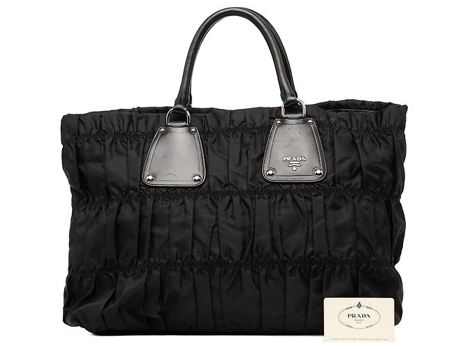 Borsa Tote Prada in Tessuto Gaufre nera Nero - vista 7