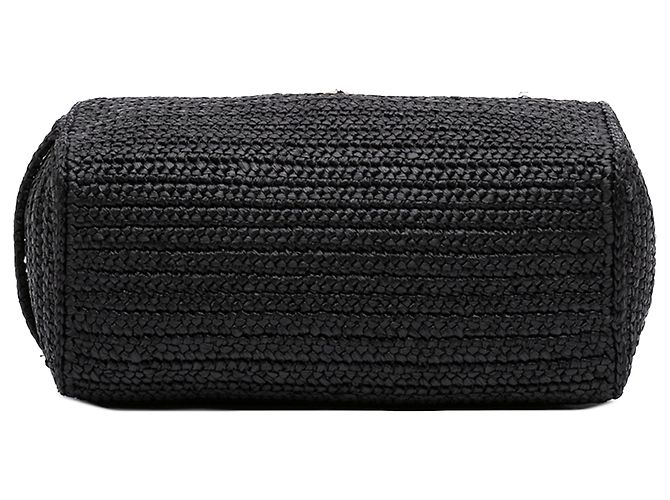 Borsa a tracolla Prada in crochet effetto rafia nera Nero - vista 3