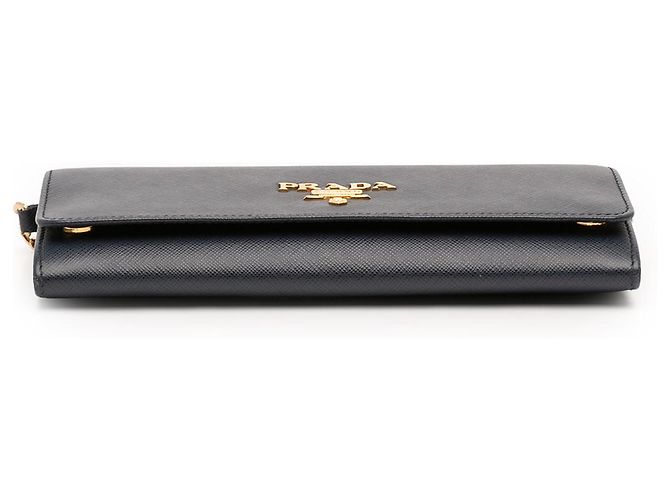 Portafoglio con catena Prada Blue Saffiano Lux Blu navy - vista 3