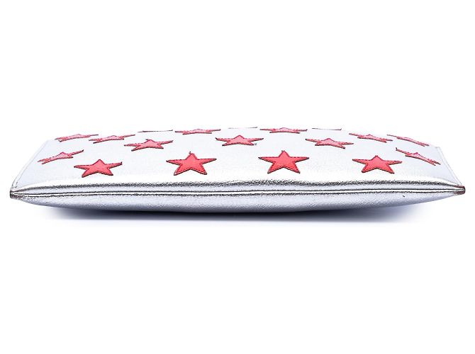Clutch Saint Laurent in pelle argento con stella - vista 3