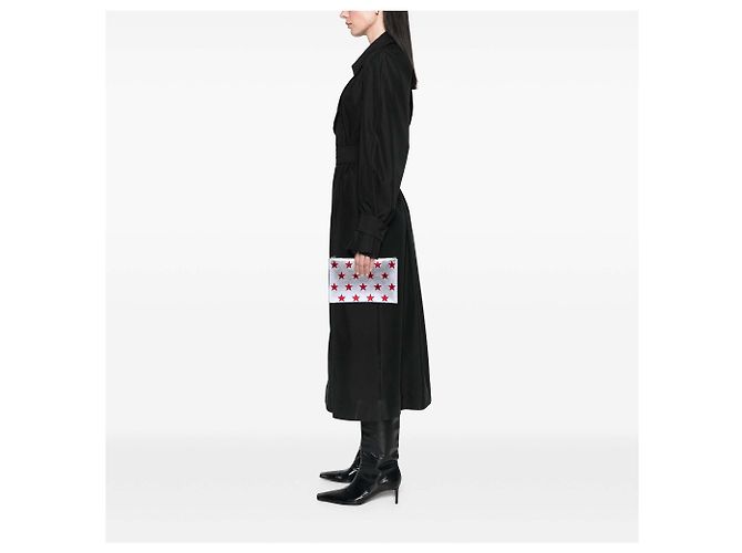 Clutch Saint Laurent in pelle argento con stella - vista 6