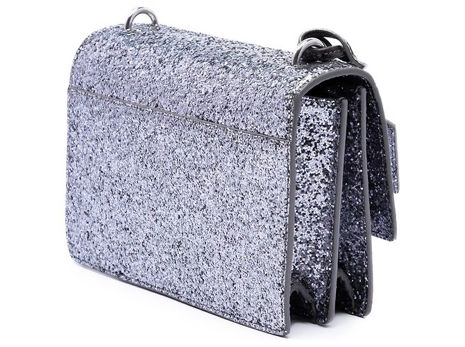Saint Laurent Silver Small Glitter Leather Monogram Sunset Crossbody Argento - vista 2