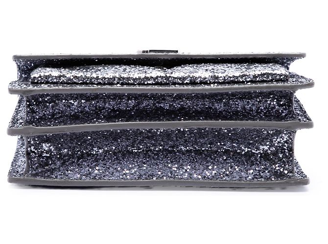 Saint Laurent Silver Small Glitter Leather Monogram Sunset Crossbody Argento - vista 3