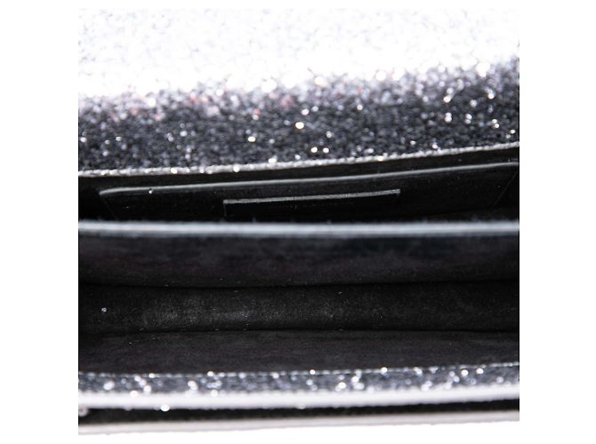 Saint Laurent Silver Small Glitter Leather Monogram Sunset Crossbody Argento - vista 4