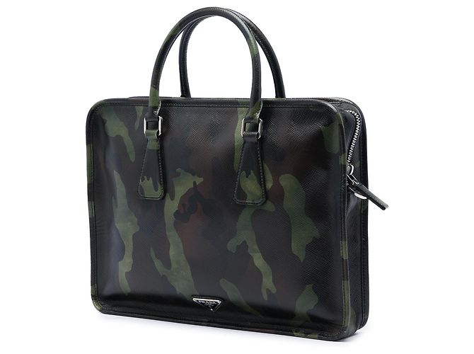 Prada Cartella Blue Saffiano Camouflage Print - vista 2