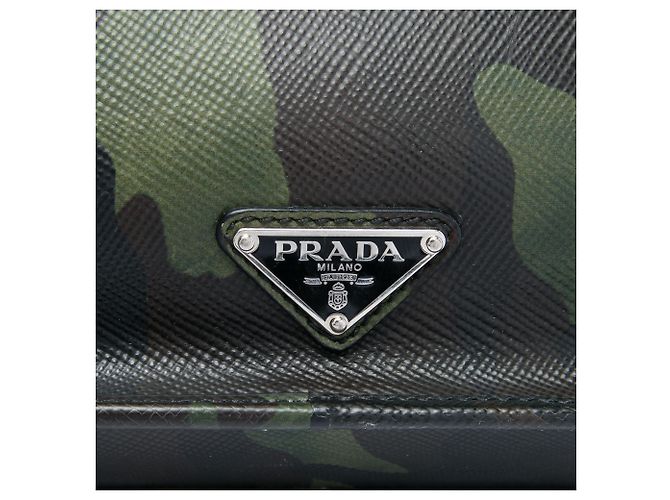 Prada Cartella Blue Saffiano Camouflage Print - vista 5