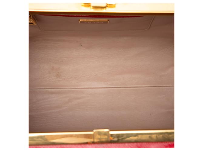Borsa Prada Red Saffiano Vernice Pyramid Frame Rosso - vista 4
