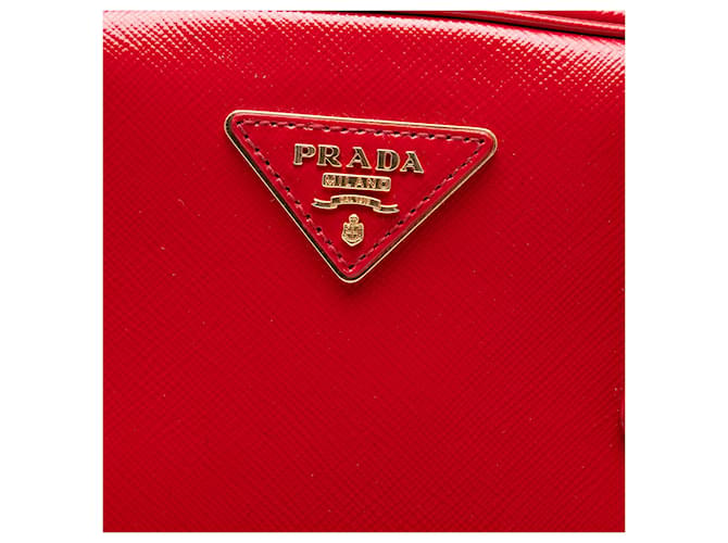 Borsa Prada Red Saffiano Vernice Pyramid Frame Rosso - vista 5