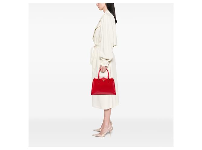 Borsa Prada Red Saffiano Vernice Pyramid Frame Rosso - vista 6