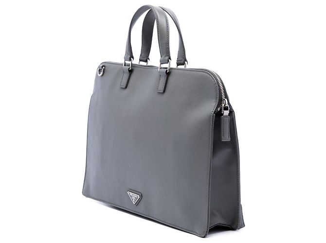 Borsetta da lavoro Prada Gray Saffiano Marrone - vista 2