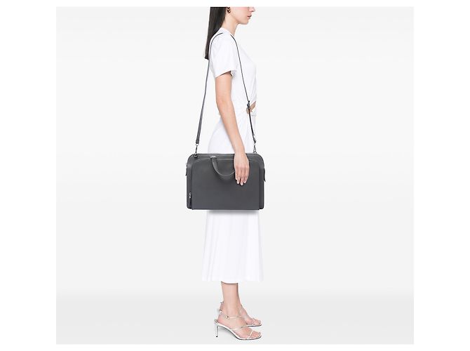 Borsetta da lavoro Prada Gray Saffiano Marrone - vista 6