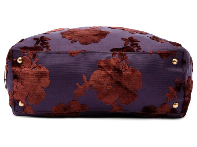 Borsa Tote Convertibile Prada in Velluto Jacquard Floreale Viola Porpora - vista 3