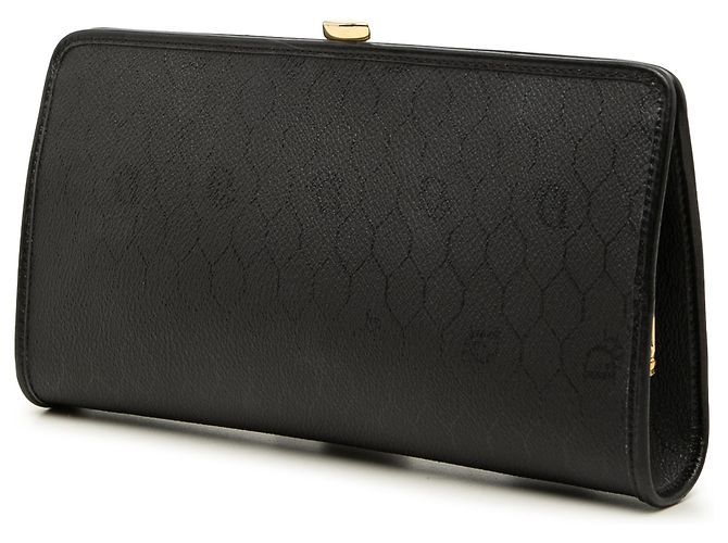 Clutch Dior de lona revestida con estampado de panal negro - vista 2
