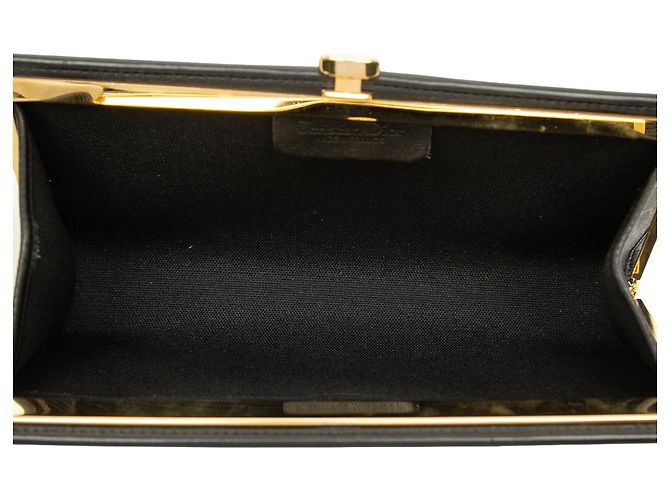 Clutch Dior de lona revestida con estampado de panal negro - vista 4
