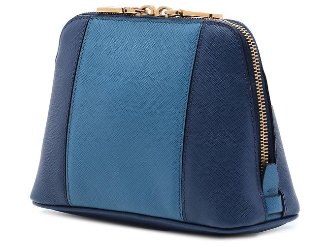 Clutch Dome Saffiano Bicolore Blu Prada - vista 2