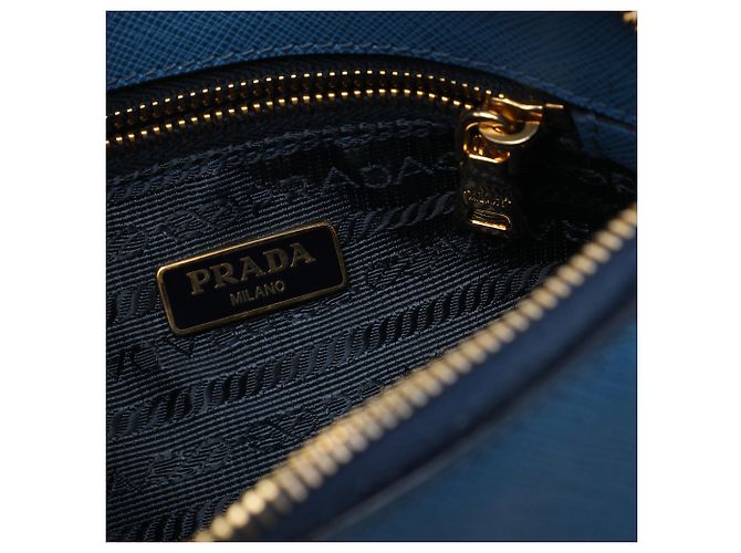Clutch Dome Saffiano Bicolore Blu Prada - vista 5