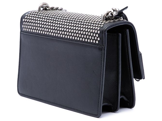 Saint Laurent Black Small Studded Calfskin Monogram Sunset Crossbody Nero - vista 2