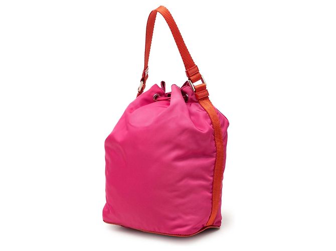 Prada Mini Bicolor Tessuto Beuteltasche mit Kordzug in Rosa Pink - Ansicht 2