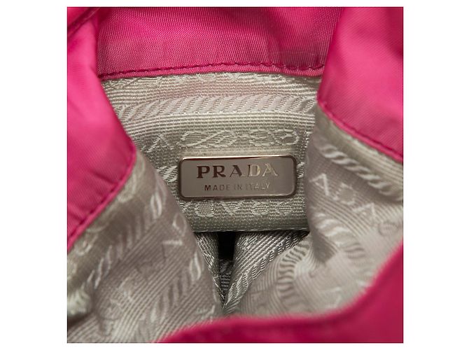 Prada Mini Bicolor Tessuto Beuteltasche mit Kordzug in Rosa Pink - Ansicht 5