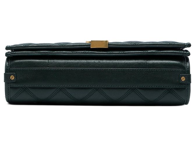 Saint Laurent Mala de Ombro com Corrente Becky Small em pele de cordeiro acolchoada Verde Verde escuro - vista 3