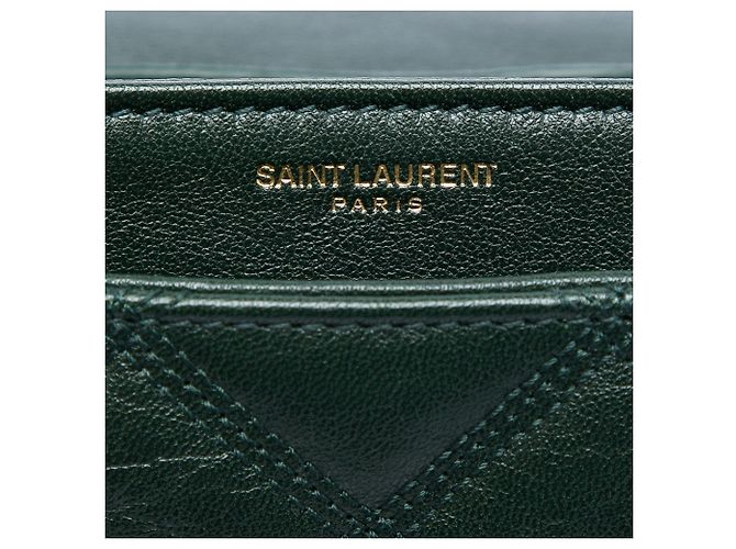 Saint Laurent Mala de Ombro com Corrente Becky Small em pele de cordeiro acolchoada Verde Verde escuro - vista 5