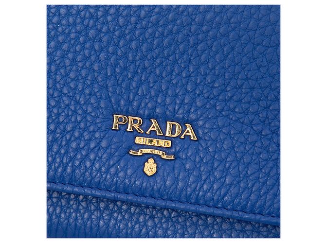 Portafoglio Prada Blue Vitello Daino con tracolla - vista 5