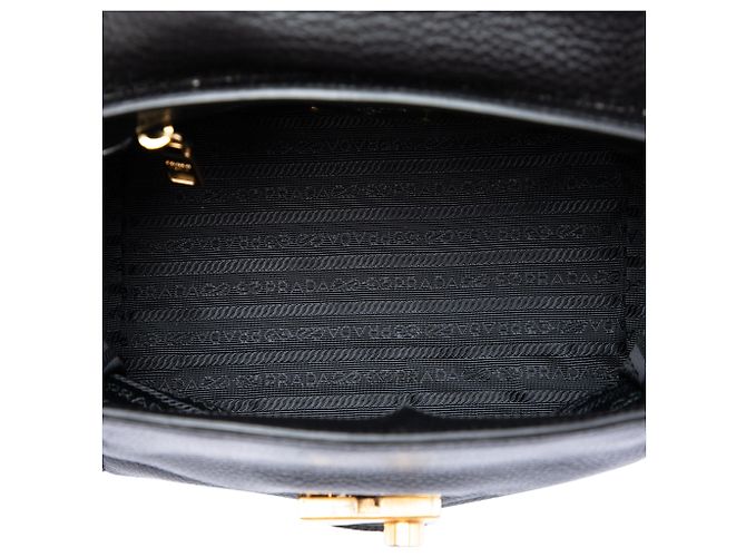 Borsa Satchel Prada Black Vitello Daino Soundlock Nero - vista 4