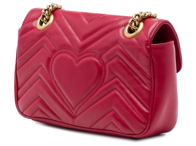 Borsa a tracolla Gucci Small GG Marmont in pelle di vitello matelassé rossa - vista 2