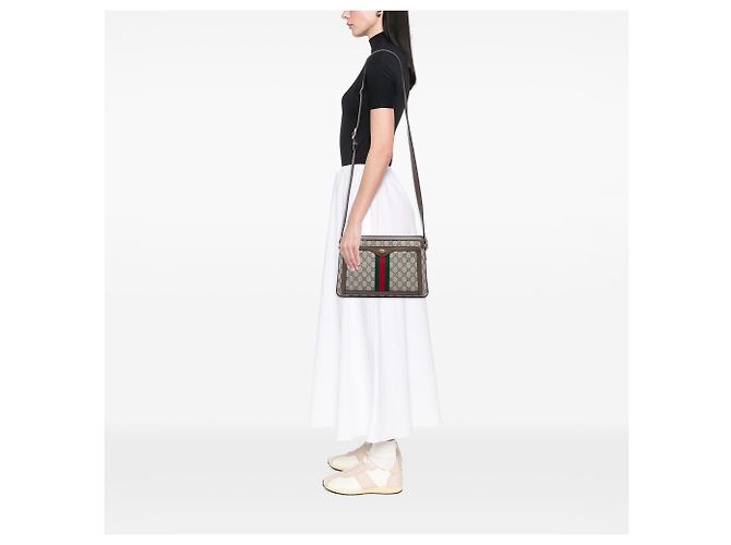 Gucci Beige Medium GG Supreme Web Ophidia Crossbody - vista 5