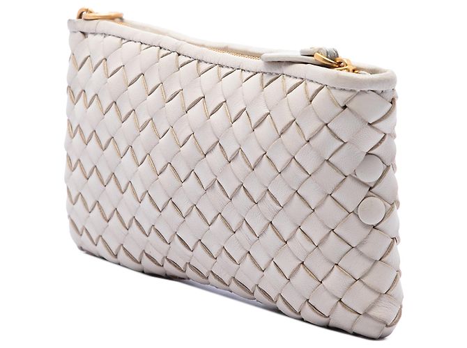 Bottega Veneta Pouch con tracolla in nappa Intrecciato bianca - vista 2