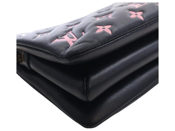Louis Vuitton Black Bicolor Monogram Embossed Lambskin Coussin BB Nero - vista 10