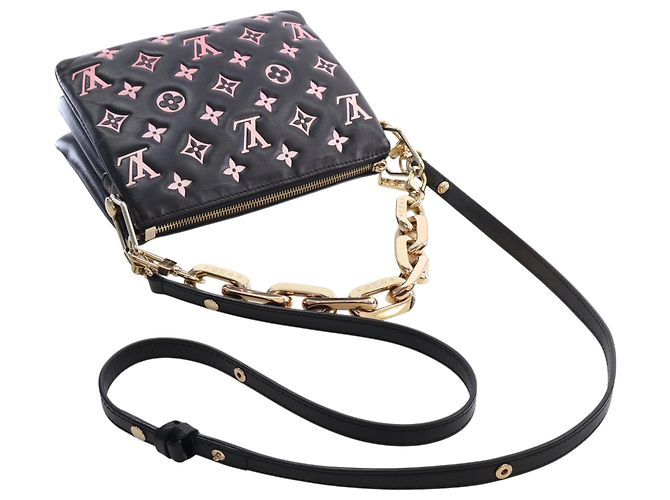 Louis Vuitton Black Bicolor Monogram Embossed Lambskin Coussin BB Nero - vista 15